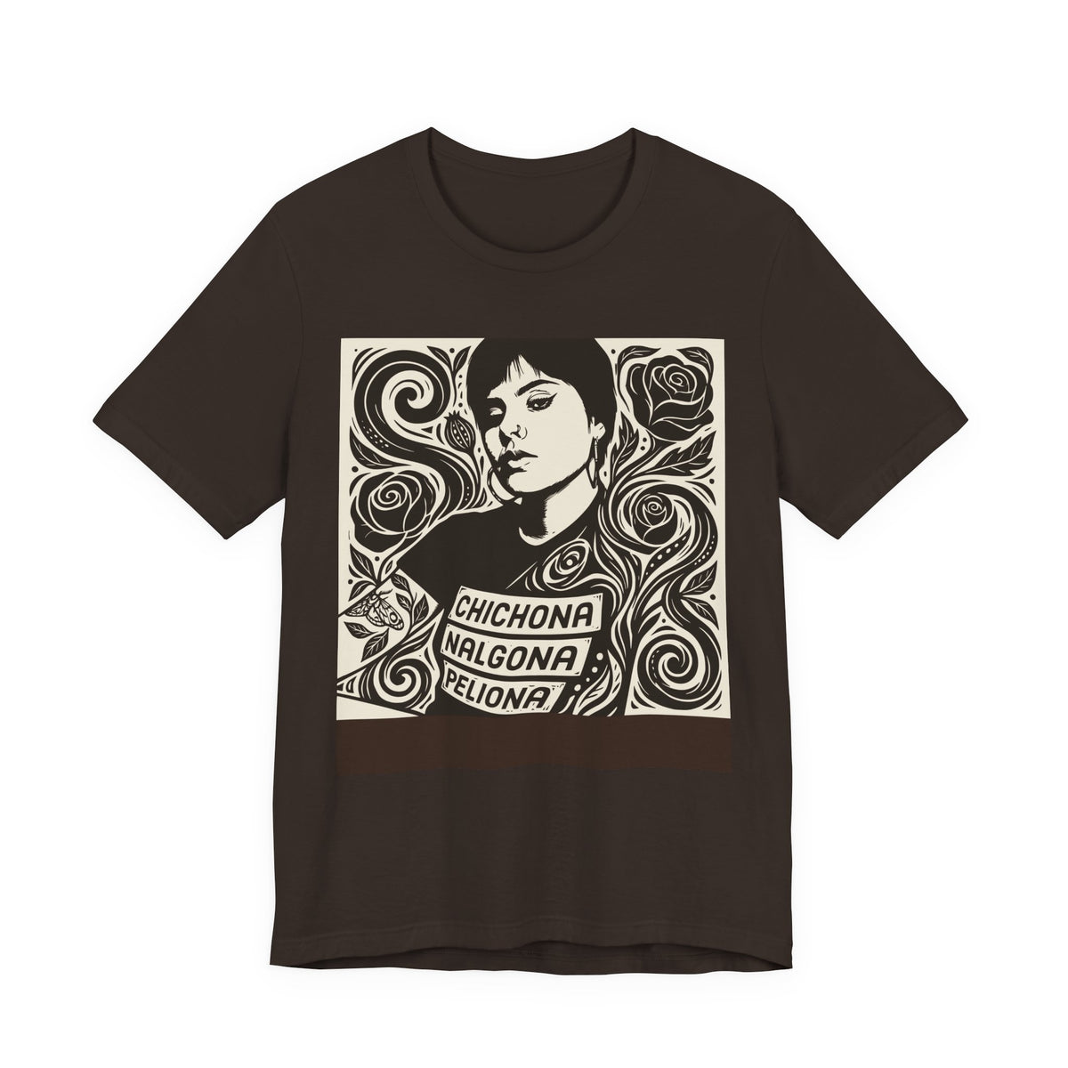 Nalgona, Chichona y Peliona | Funny Latina Linocut T-Shirt | LinoRock