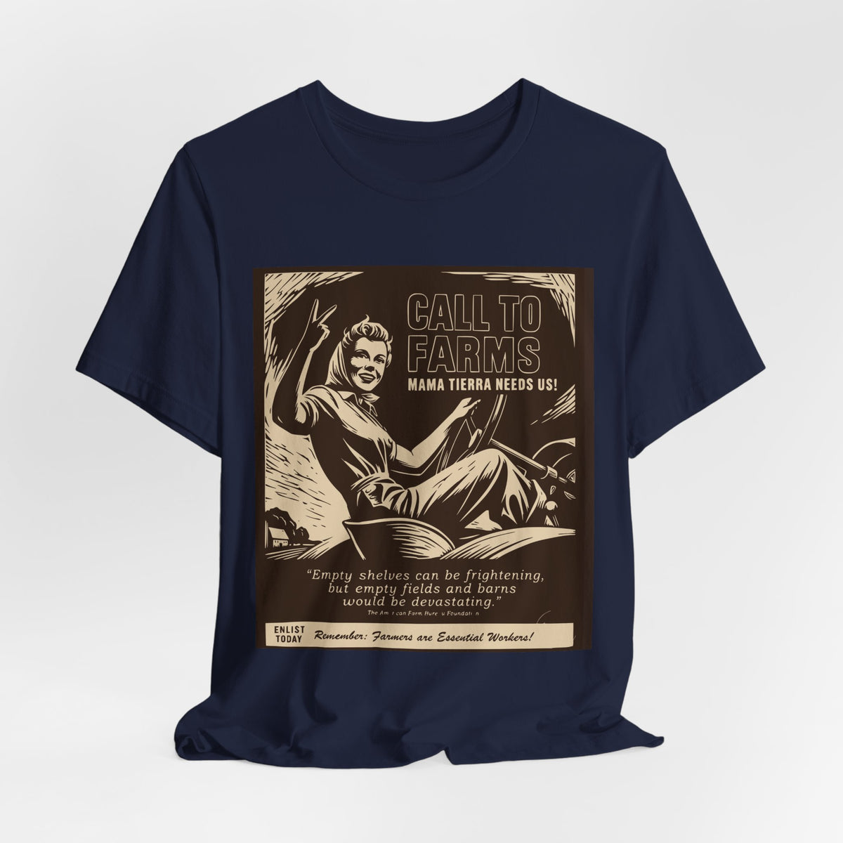 Call to Farms | Farmworker Pride Linocut Graphic T-Shirt | LinoRock