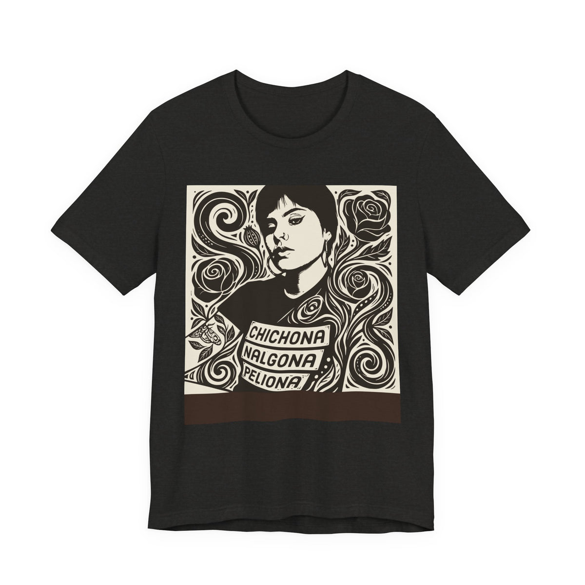 Nalgona, Chichona y Peliona | Funny Latina Linocut T-Shirt | LinoRock
