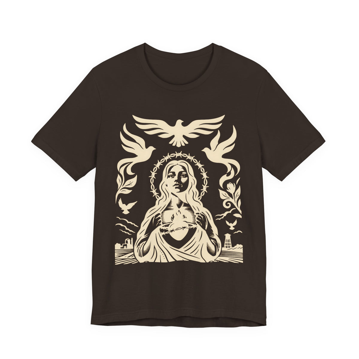 Doves of Peace | Vintage Folk Art T-Shirt | LinoRock Farmworker Pride T-Shirt