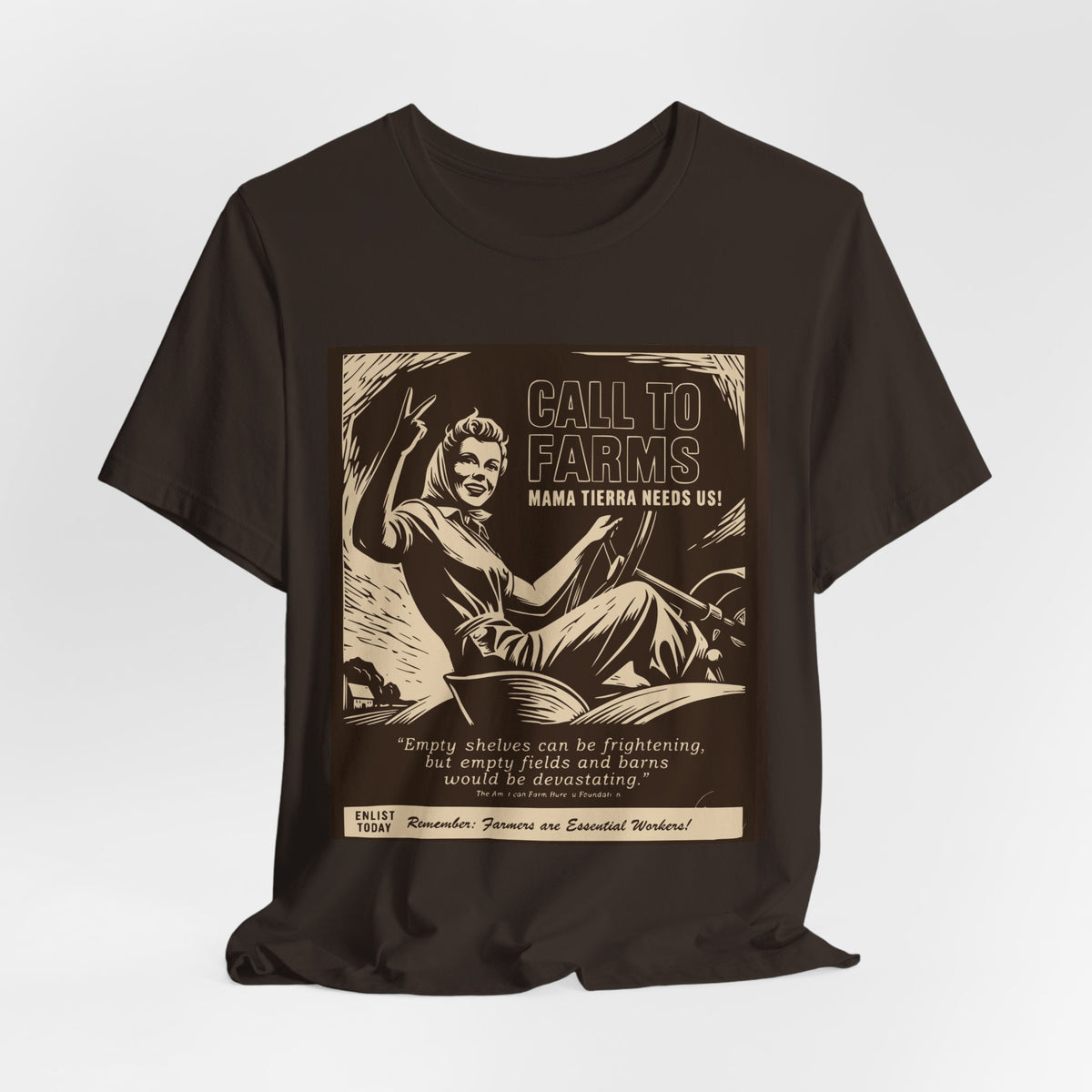 Call to Farms | Farmworker Pride Linocut Graphic T-Shirt | LinoRock