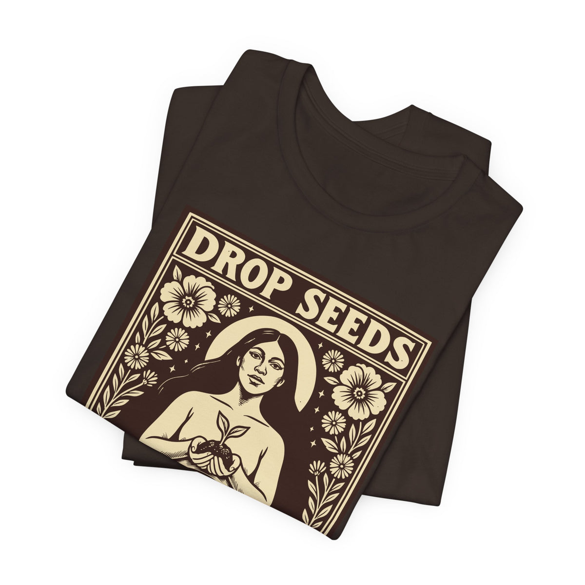 Drop Seeds Not Bombs | Peace & Gardening Linocut T-Shirt | LinoRock