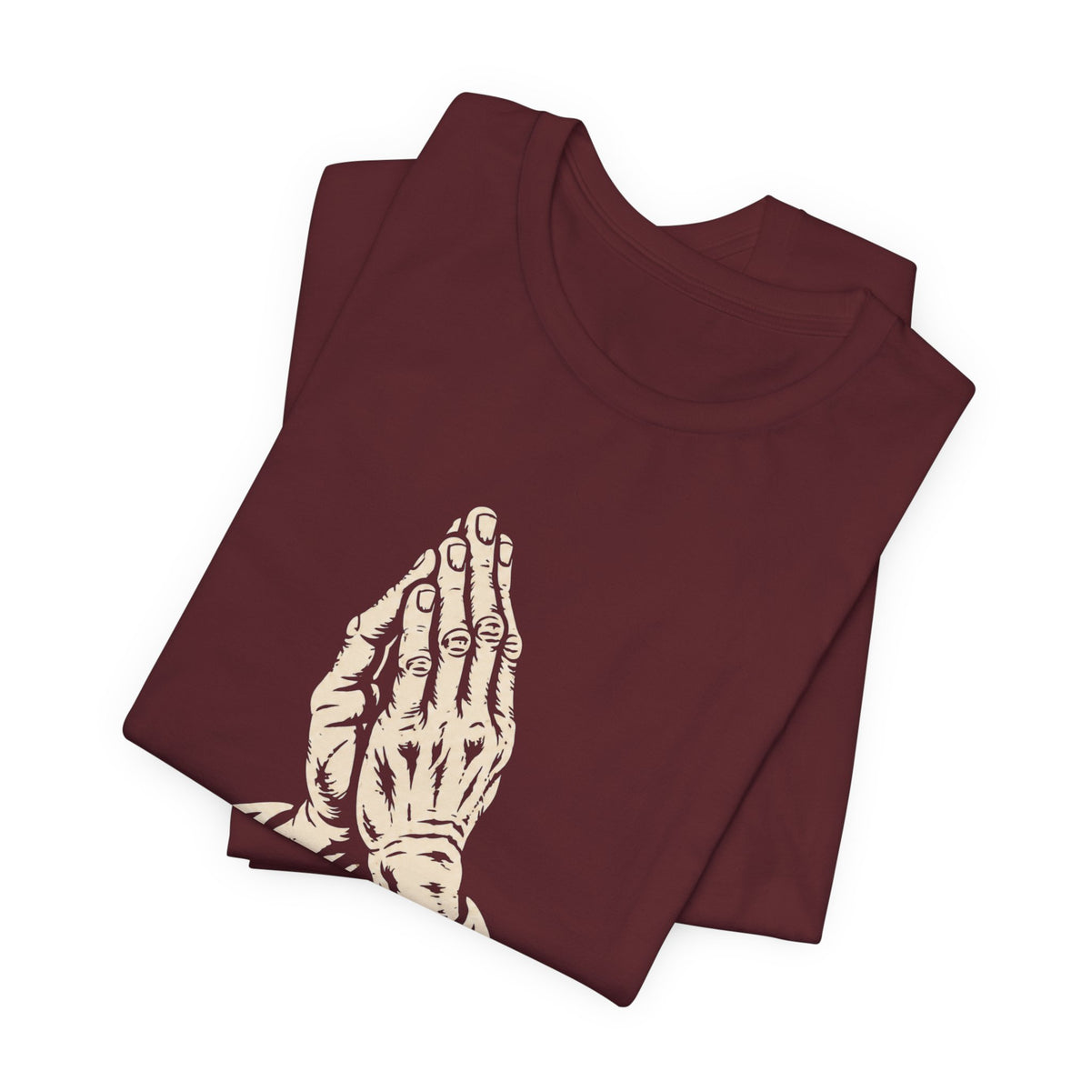 Rooted in Faith | Praying Hands & Tree Roots Graphic T-Shirt | LinoRock
