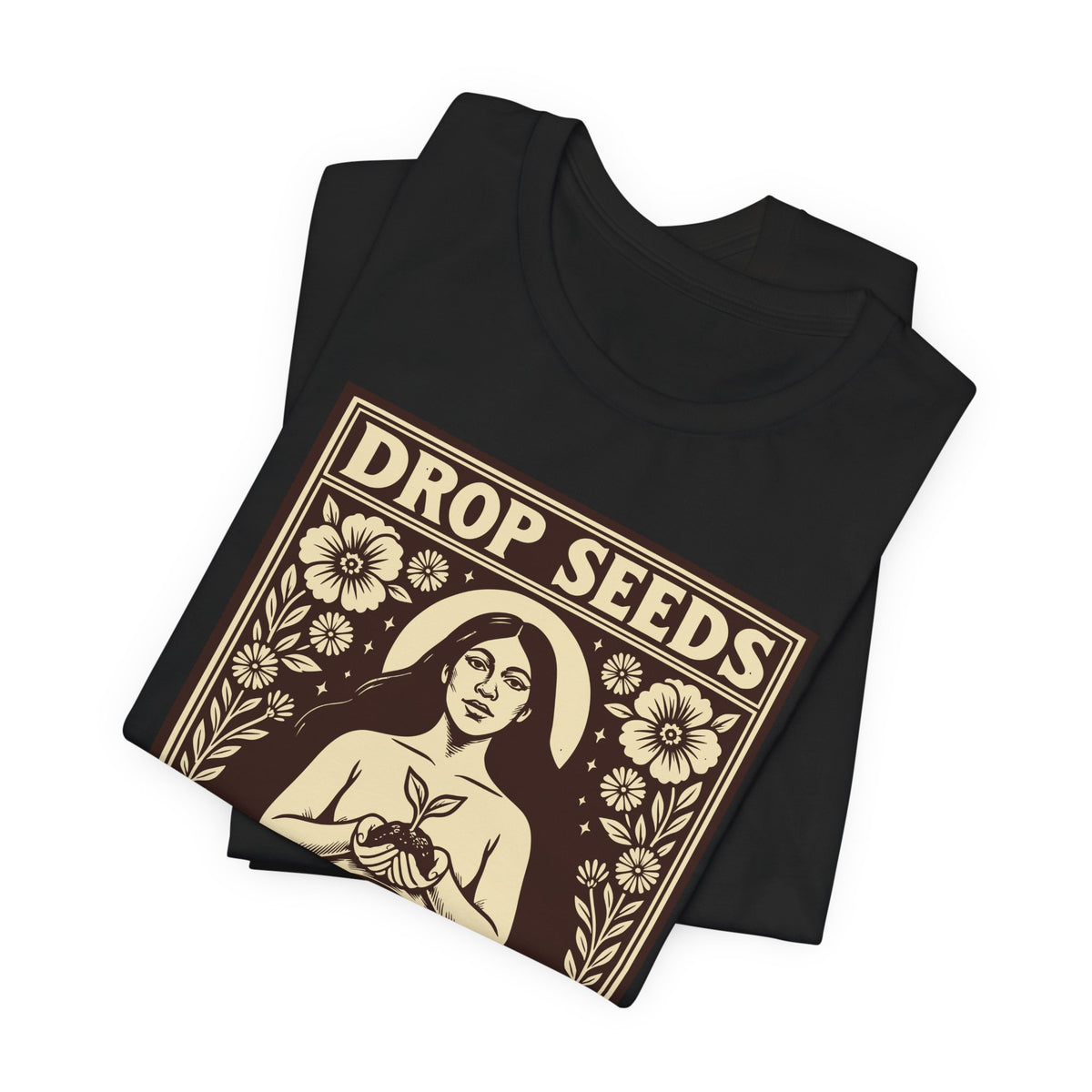 Drop Seeds Not Bombs | Peace & Gardening Linocut T-Shirt | LinoRock