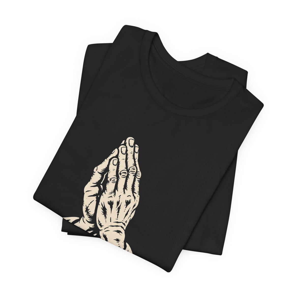 Rooted in Faith | Praying Hands & Tree Roots Graphic T-Shirt | LinoRock