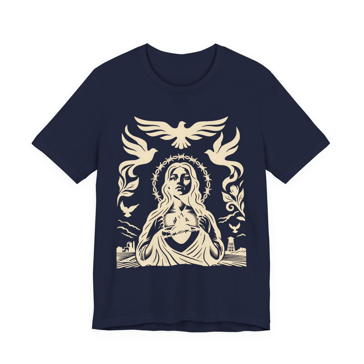 Doves of Peace | Vintage Folk Art T-Shirt | LinoRock Farmworker Pride T-Shirt