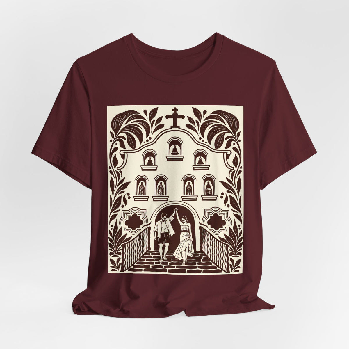 Destination Wedding | Romantic Chapel  Lino Cut T-Shirt | LinoRock