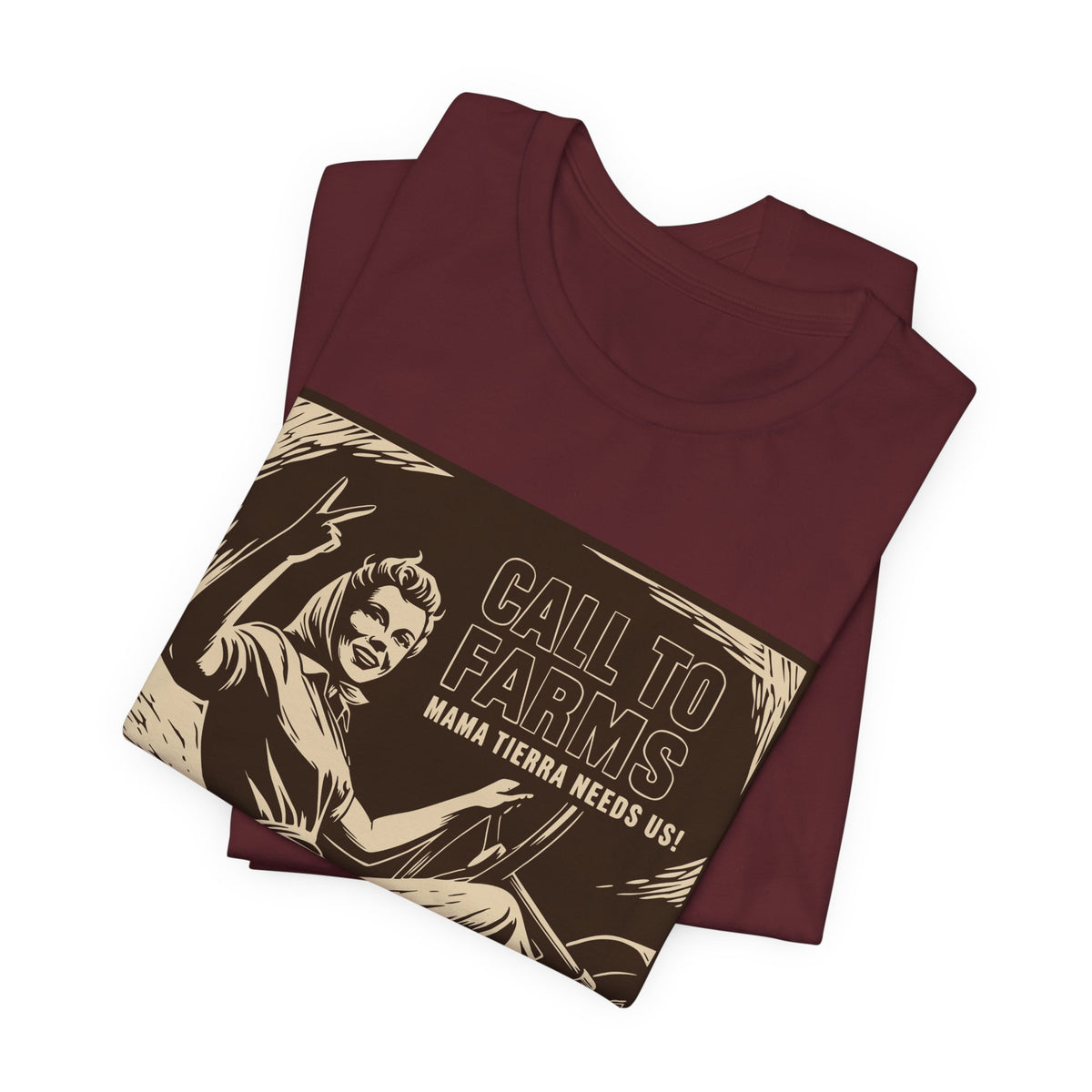 Call to Farms | Farmworker Pride Linocut Graphic T-Shirt | LinoRock