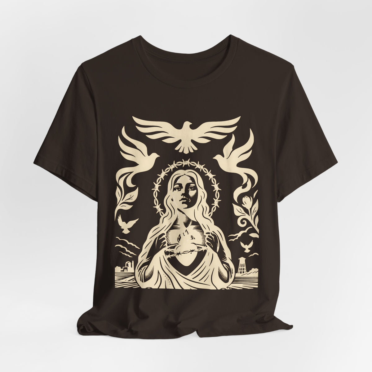 Doves of Peace | Vintage Folk Art T-Shirt | LinoRock Farmworker Pride T-Shirt
