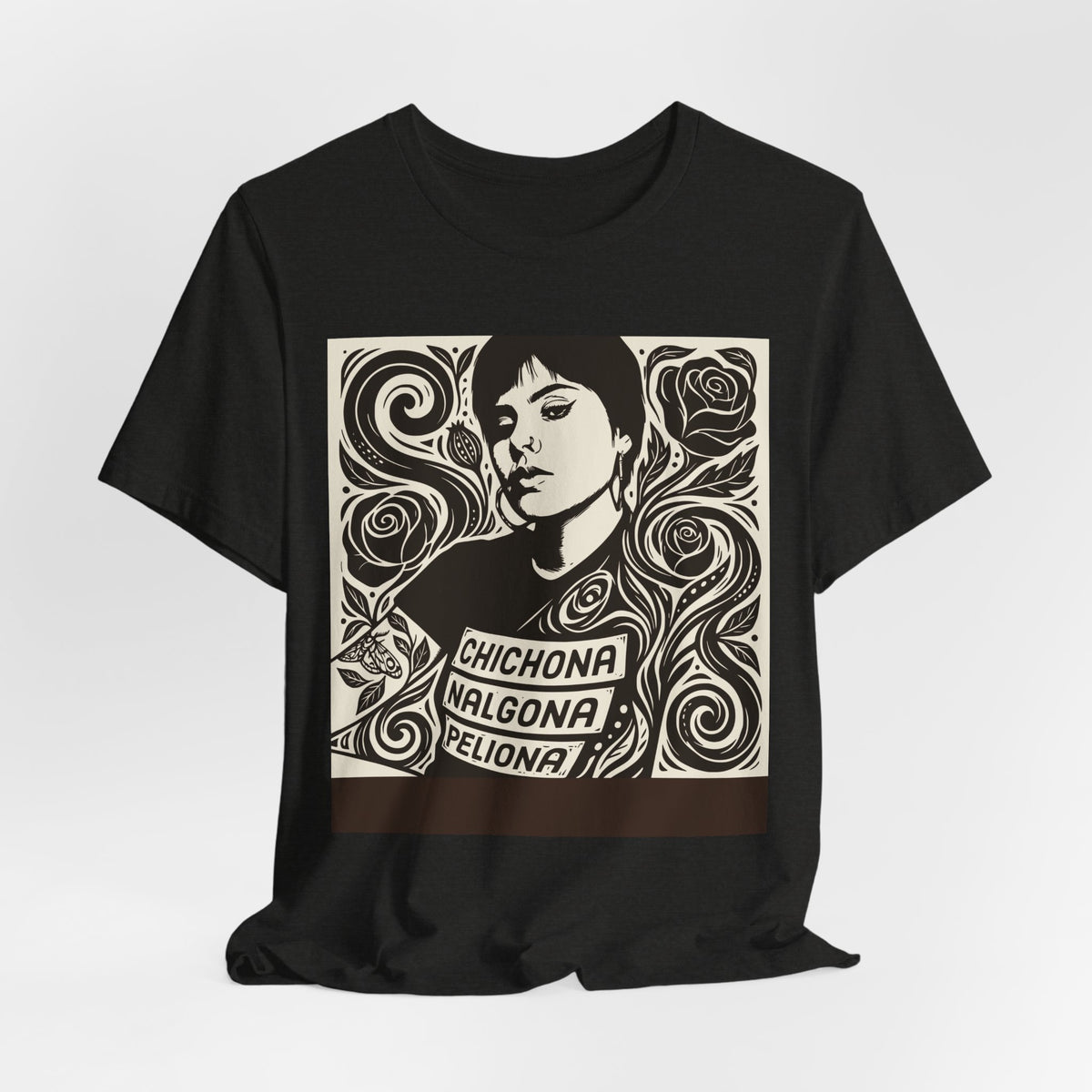 Nalgona, Chichona y Peliona | Funny Latina Linocut T-Shirt | LinoRock