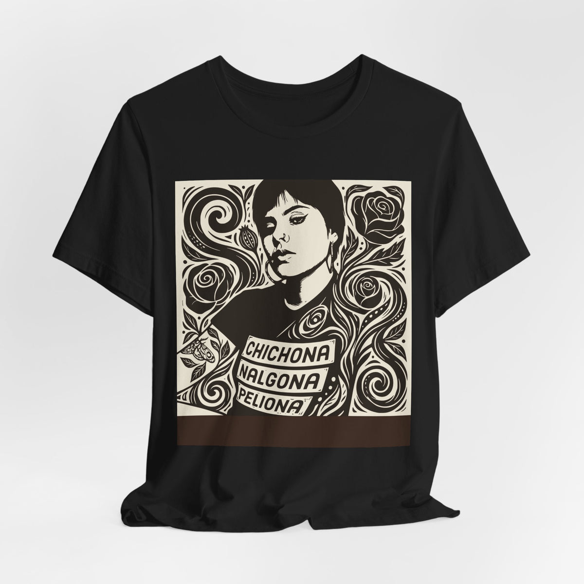 Nalgona, Chichona y Peliona | Funny Latina Linocut T-Shirt | LinoRock