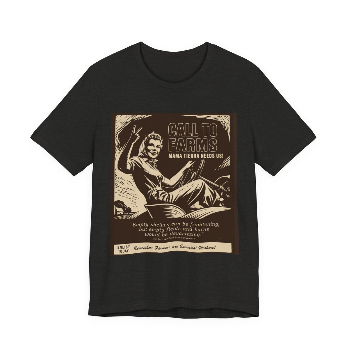 Call to Farms | Farmworker Pride Linocut Graphic T-Shirt | LinoRock