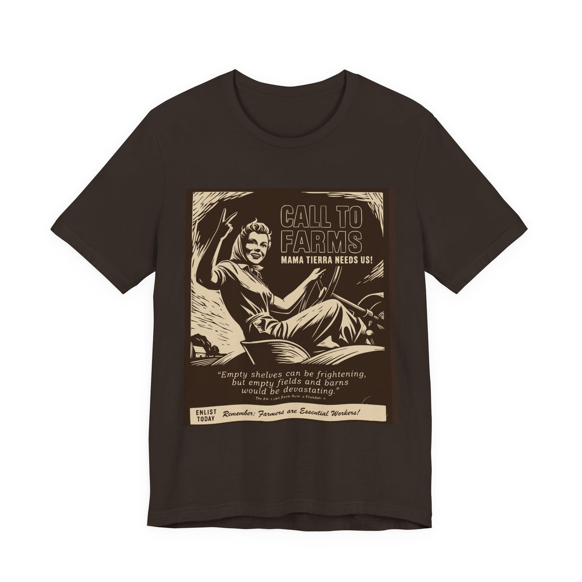 Call to Farms | Farmworker Pride Linocut Graphic T-Shirt | LinoRock