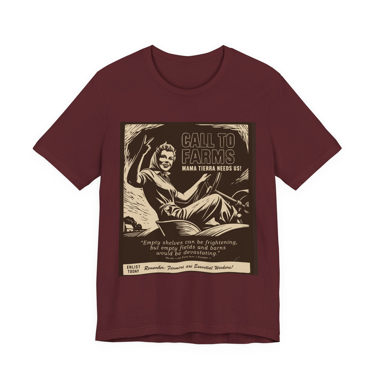 Call to Farms | Farmworker Pride Linocut Graphic T-Shirt | LinoRock