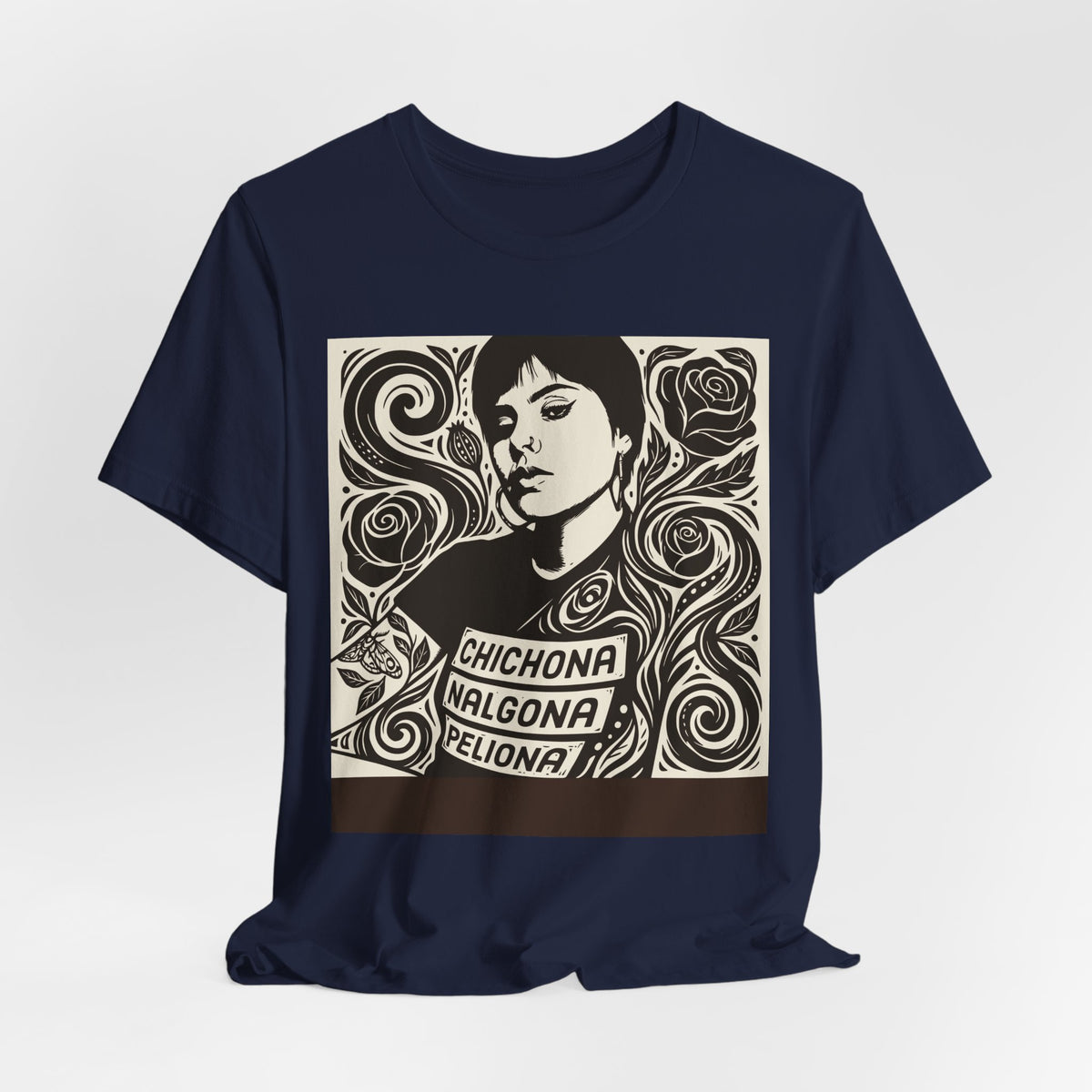 Nalgona, Chichona y Peliona | Funny Latina Linocut T-Shirt | LinoRock