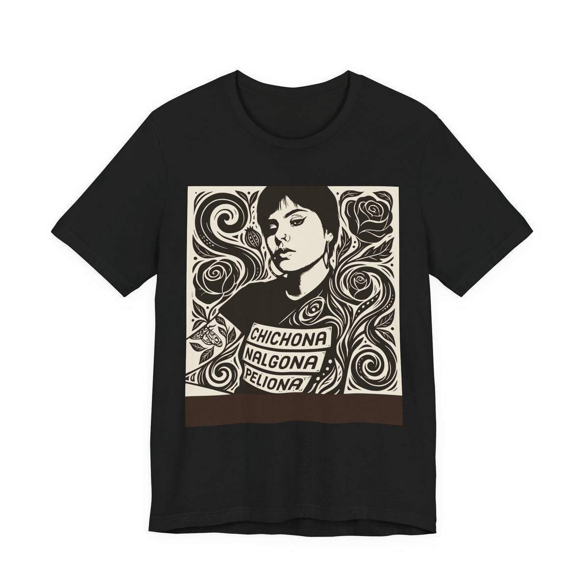 Nalgona, Chichona y Peliona | Funny Latina Linocut T-Shirt | LinoRock