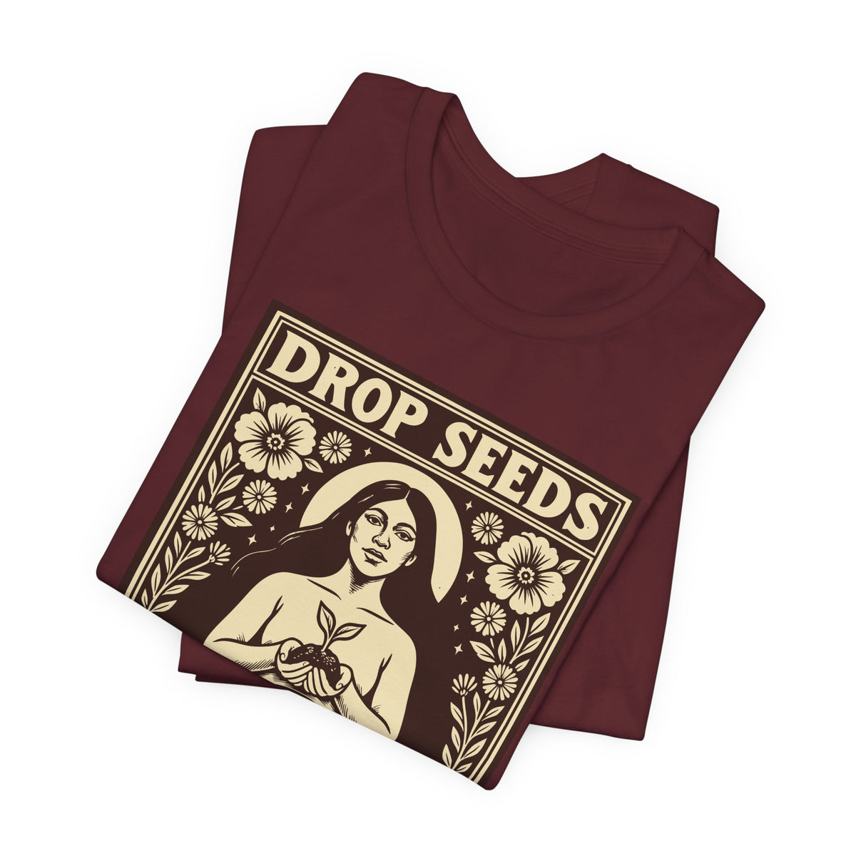Drop Seeds Not Bombs | Peace & Gardening Linocut T-Shirt | LinoRock