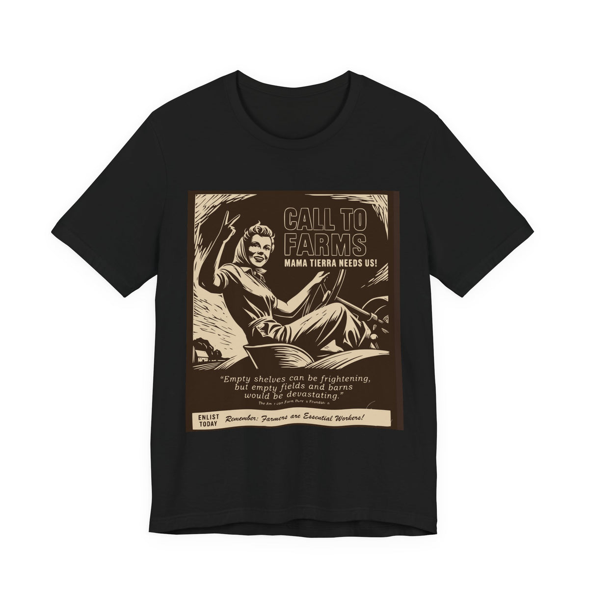 Call to Farms | Farmworker Pride Linocut Graphic T-Shirt | LinoRock