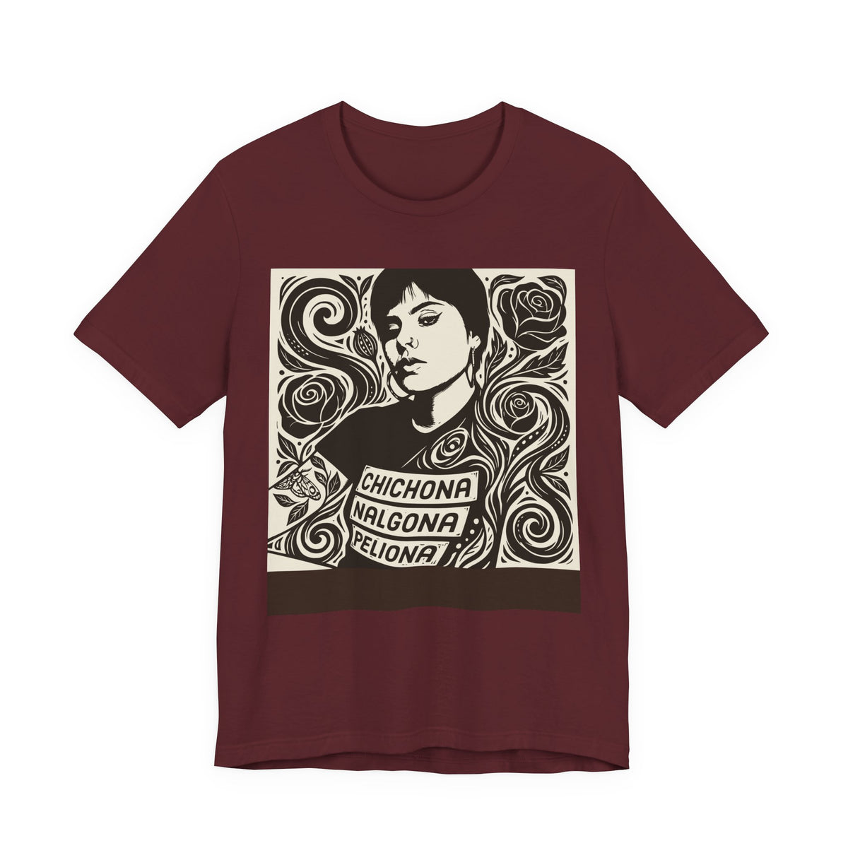 Nalgona, Chichona y Peliona | Funny Latina Linocut T-Shirt | LinoRock